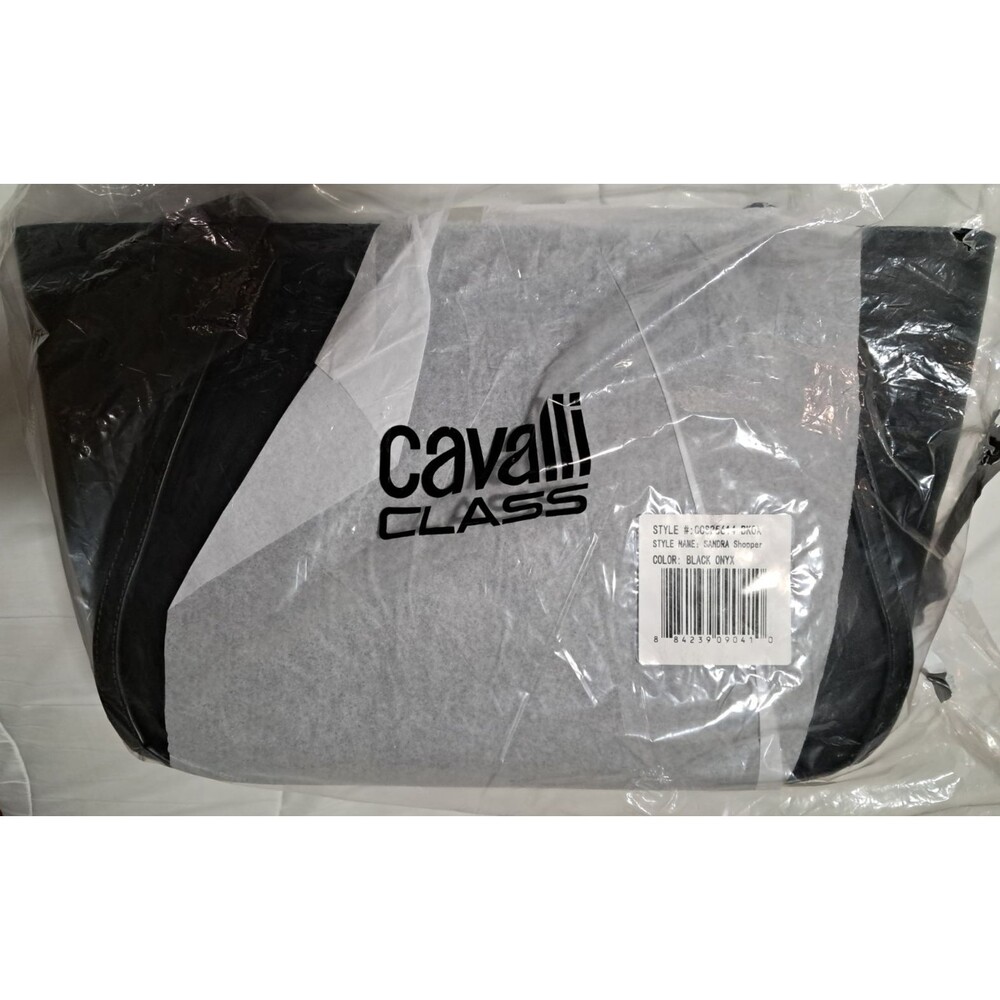 NWT Cavalli Class Large Sandra Shopper Tote Bag Satchel Black Onyx